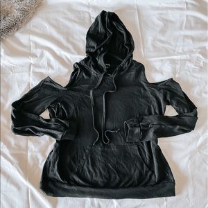 Cropped Open Shoulder Hoodie